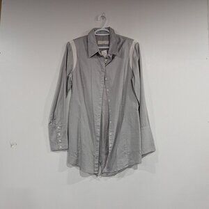 BNWT Rag & Bone Maxine Poplin Button Down Shirt Grey White Size 4